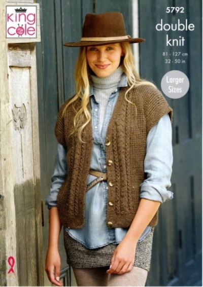 Knitting Pattern - King Cole 5792 - Homespun DK - Ladies V Neck Cardigan and Waistcoat